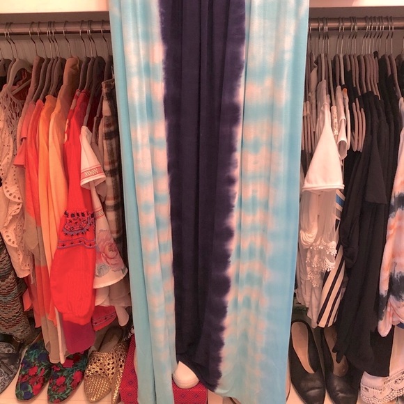 SKY Blue Tie Dye Halter Maxi Dress Sz S - Picture 3 of 7